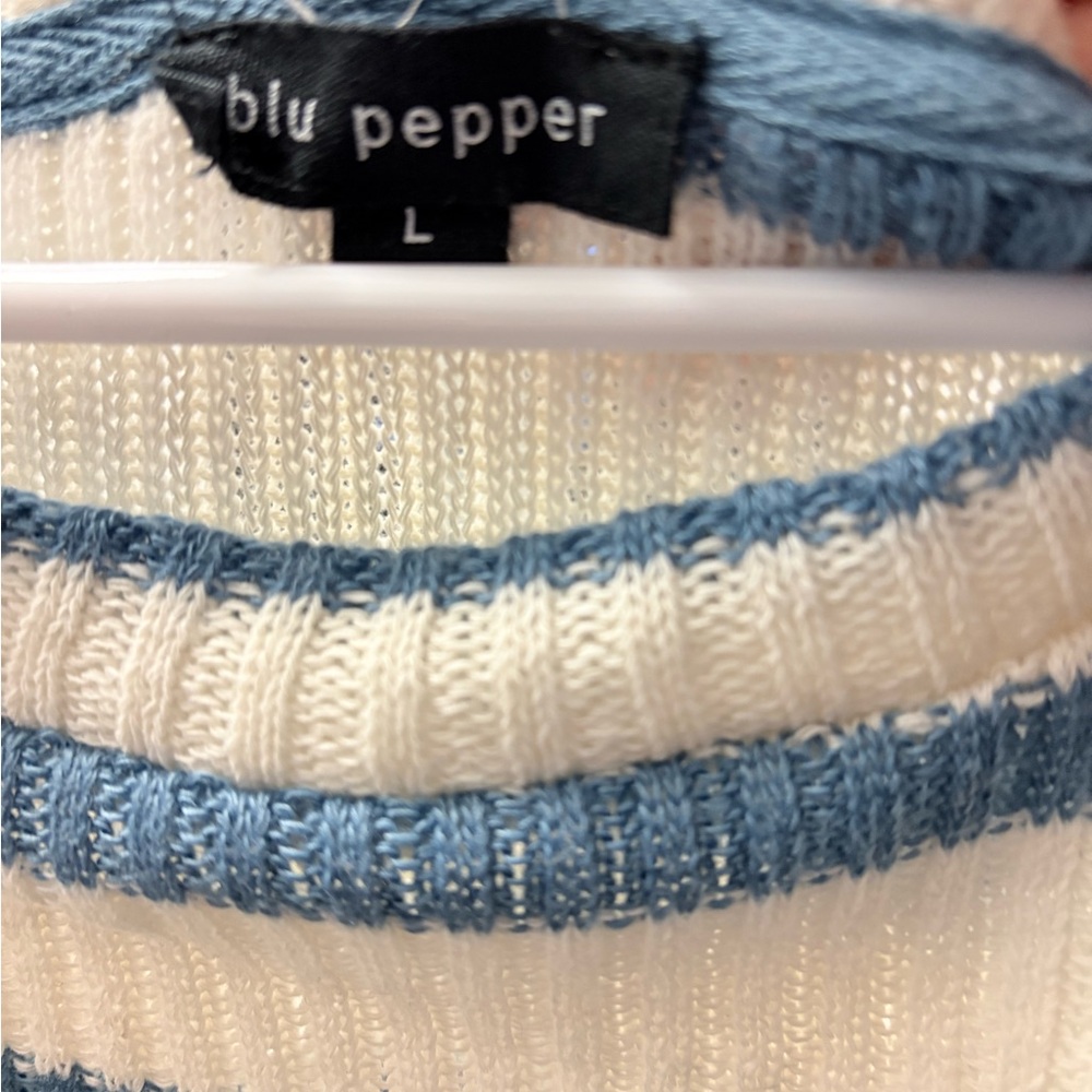 Blu Pepper Blue and White Knit Top - Picture 3 of 4